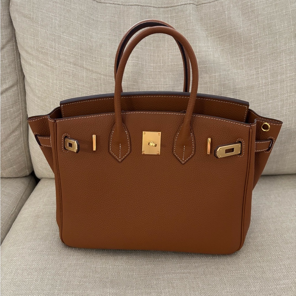 Leather top handle bag brown chestnut NWOT